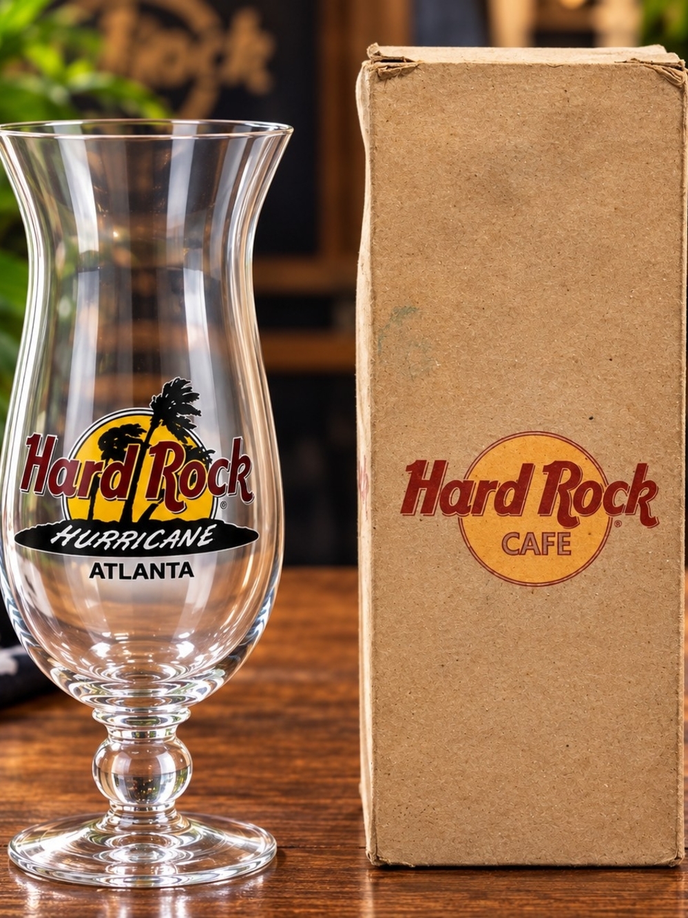 VINTAGE Hard Rock Cafe Atlanta Hurricane Glass - 24oz Souvenir Barware with Box